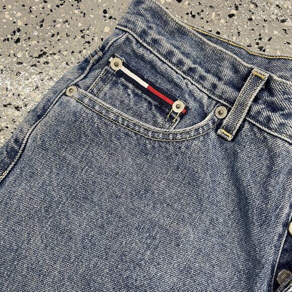 Tommy Jeans Short Shorts Cut Off Button Fly Size 9 Vintage Box Logo - Picture 4 of 6